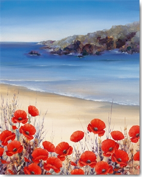 Reprodukce - Krajiny - Poppies by the Sea, Hilary Mayes