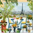 Reprodukce - Krajiny - Terrasse fleurie sur la Seine