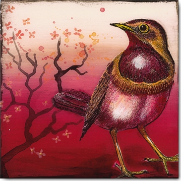 Reprodukce - Tisk na plátno - Oiseau Rouge I, Sabine Gotzes