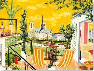 Reprodukce - Tisk na plátno - Terrasse de Paris, BORDERIE