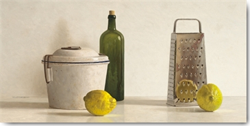 Reprodukce - Tisk na plátno - Two Lemons, Rasp, Bottle and Pot, Willem de Bont