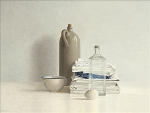 Reprodukce - Zátiší - Jar, Bottle, Egg, Bowl and Cloths, Willem de Bont