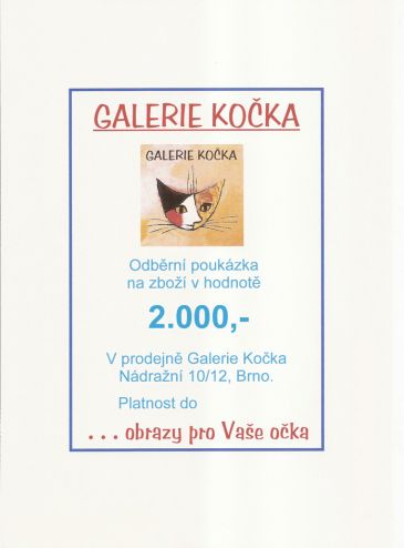 Dárkové poukazy 2.000,-, Galerie Kočka