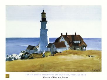 Reprodukce - Americká scéna - Lighthouse and Buildings, Edward Hopper