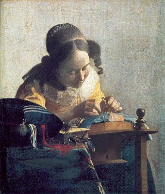Reprodukce - Baroko - Die Spitzenklöpplerin, Johannes Vermeer