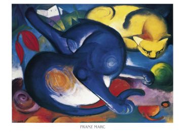 Reprodukce - Expresionismus - Zwei Katzen, blau und gelb, Franz Marc