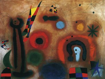 Reprodukce - Modernismus - Libelle mit roten Flügeln, Joan Miró