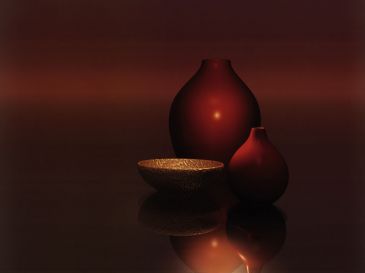 Zátiší - Red Vases with Bowl, Trevor Scobie