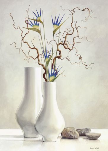 Zátiší - Willow Twigs with Blue Flowers, Karin Van der Valk